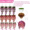 2 Sets (12 Bundles) Artificial Hanging Hibiscus Flowers – UV-Resistant Silk Faux Hanging Plants in Coconut Baskets for Patio, Porch, Garden, Balcony, Outdoor Home Decor (Pink, Red & Purple)